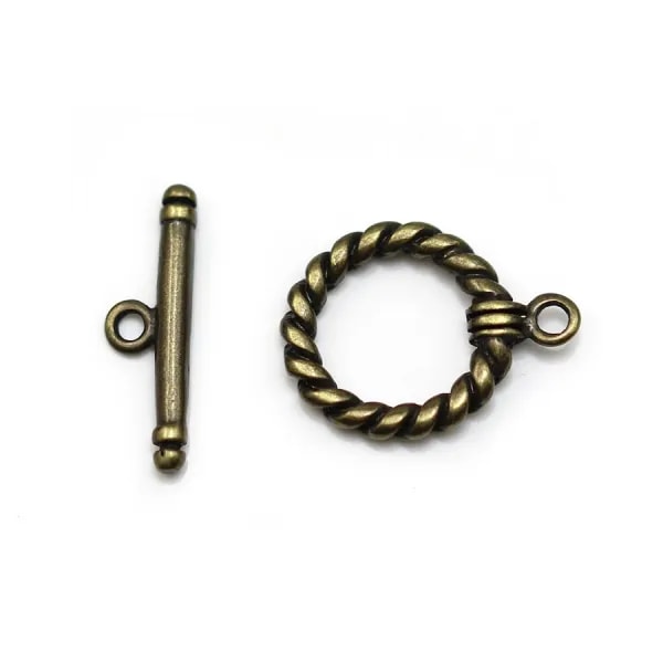 Fermoir "OxT" en métal torsadé, de couleur bronze, 14mm x 2pcs