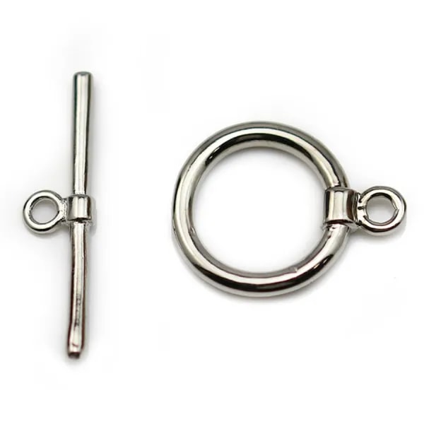 Fermoir "OxT" en métal lisse, de couleur argent vieilli, 15mm x 2pcs