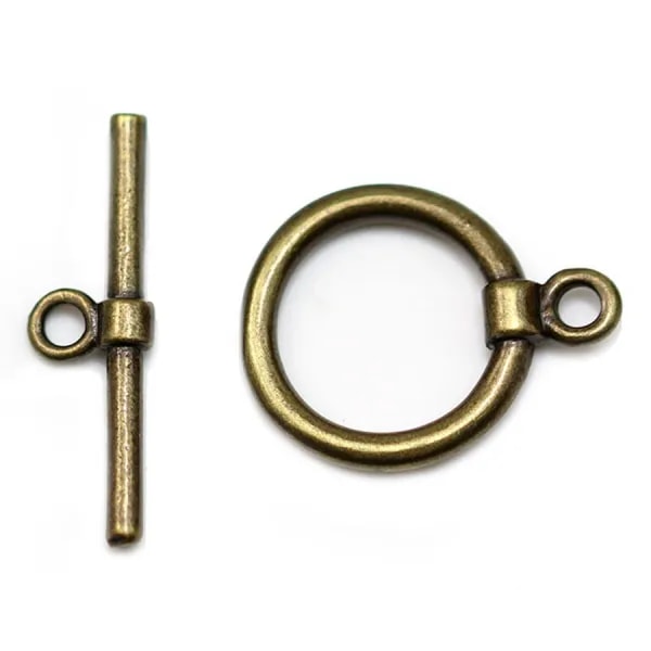 Fermoir "Toggle OT" en métal lisse, de couleur bronze, 15mm x 2pcs