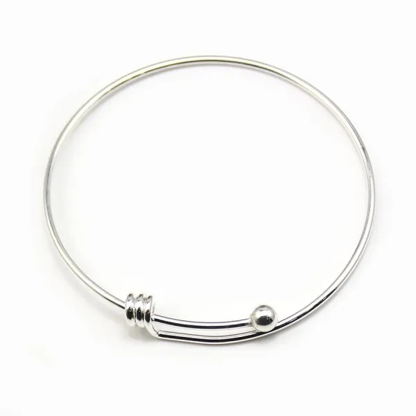 Bracelet réglable, en métal de couleur argenté, 68mm x 1pc