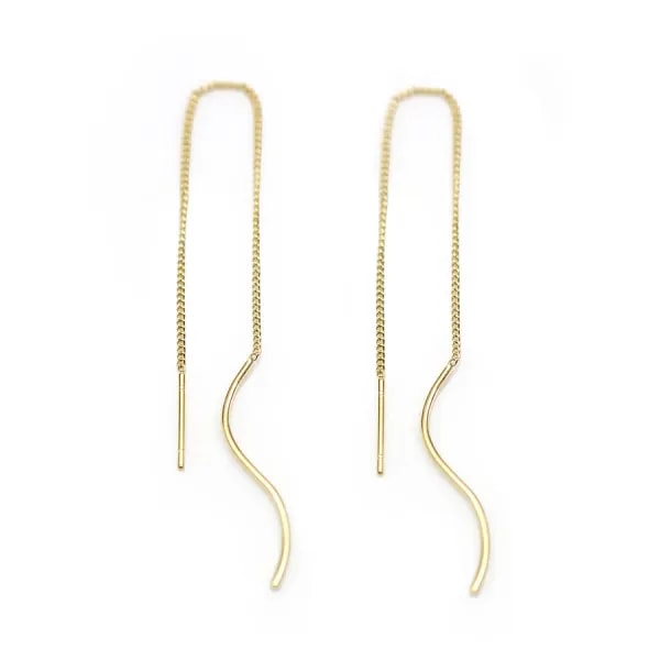 Clous d'oreilles avec la chaînette de 7cm , doré sur laiton x 2pcs 