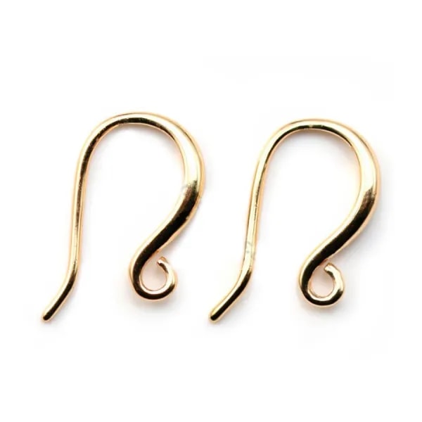 Crochet boucles d'oreilles plaquée par "flash" or sur laiton 8x20mm x 2pcs