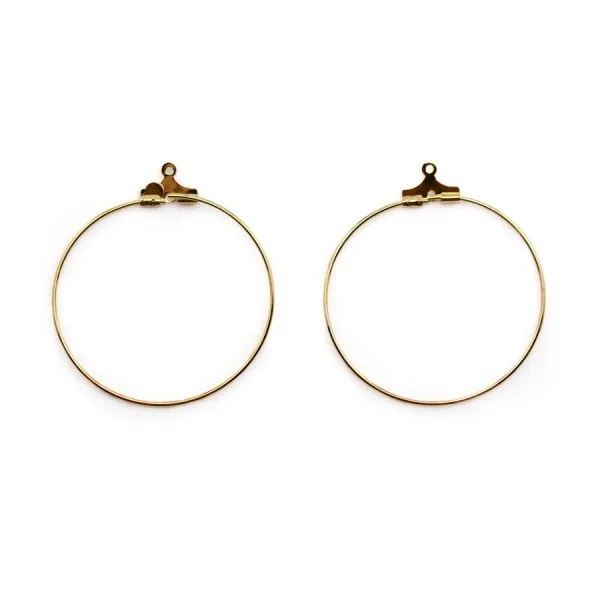 Créole boucles d'oreilles 20mm plaquée par "flash"or sur laiton x 4pcs