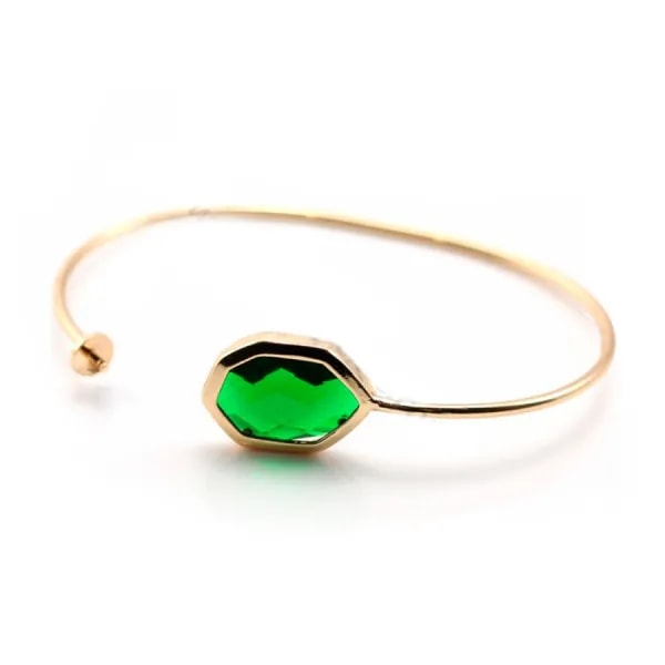 Flexible bracelet for pearls half drilled by "flash" gold on brass green 18cm x 1pc