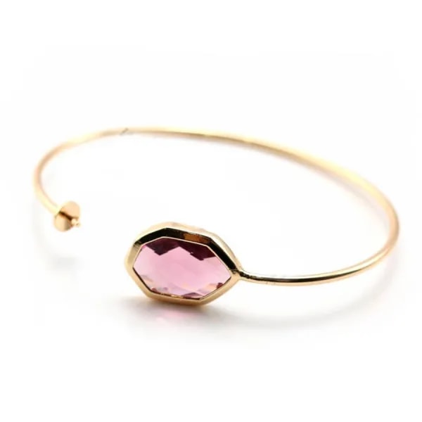 Flexible bracelet for pearls half drilled by "flash" gold on brass violet 18cm x 1pc
