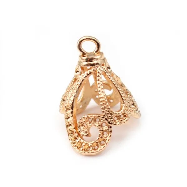Bélière coupelle pour perle semi percée, Plaquée par "flash" or sur laiton 7mm x 1pc