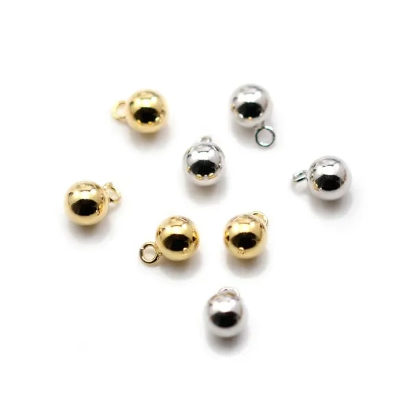 Breloque ronde8mm, plaqué par flash or x 10pcs