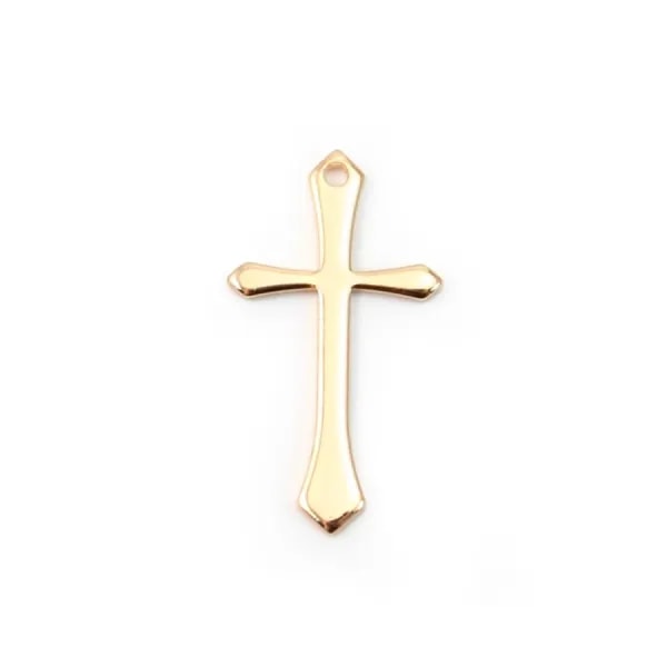 Croix plaquée par "flash" or sur laiton 13x24mm x 2pcs