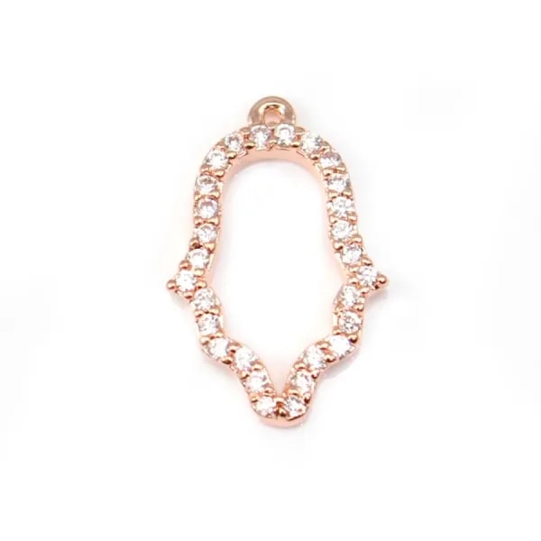 Intercalaire croix avec oxydes de zirconium, plaqué par "flash" or rose sur laiton 4x22mm x 1pc