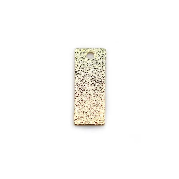 Breloque en rectangle "diamanté" plaquée par doré sur laiton, 5x13mm x 8pcs