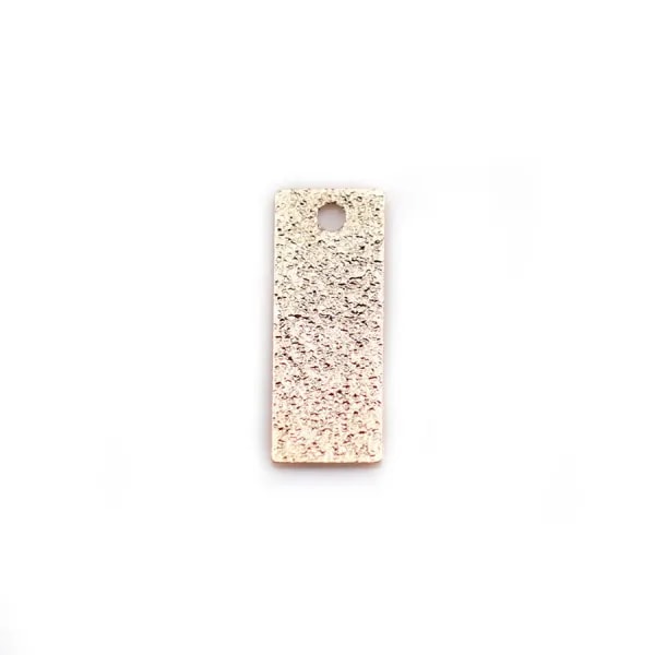 Breloque en rectangle "diamanté" plaquée par doré rose sur laiton, 5x13mm x 8pcs