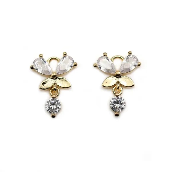 Breloque de forme papillon avec zirconium  x 1pc