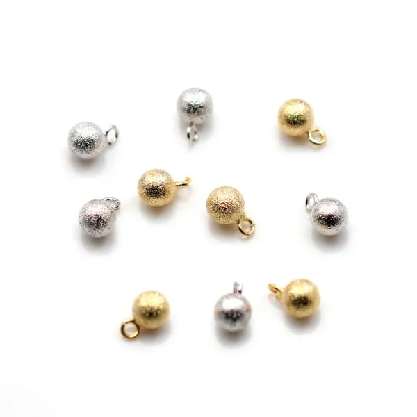 Breloque ronde brillant 6mm, plaqué par flash or x 10pcs