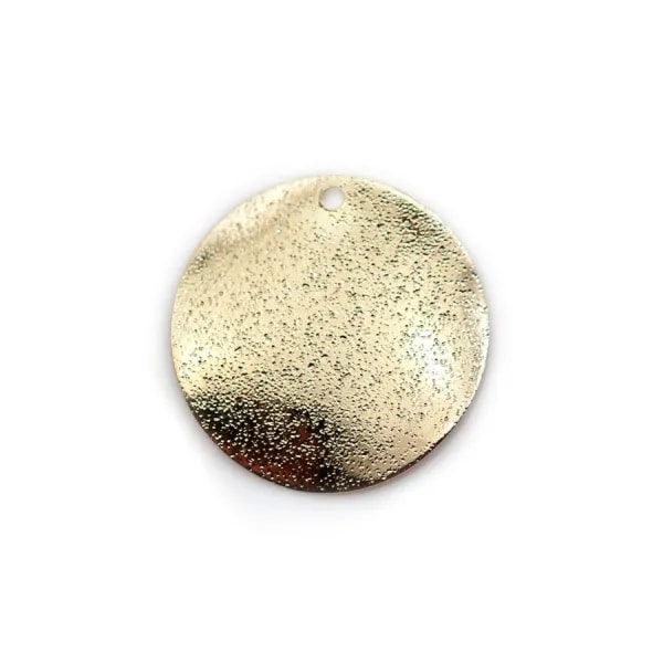 Breloque en forme ronde brillant 20mm, plaqué par "flash" or sur laiton x 4pcs