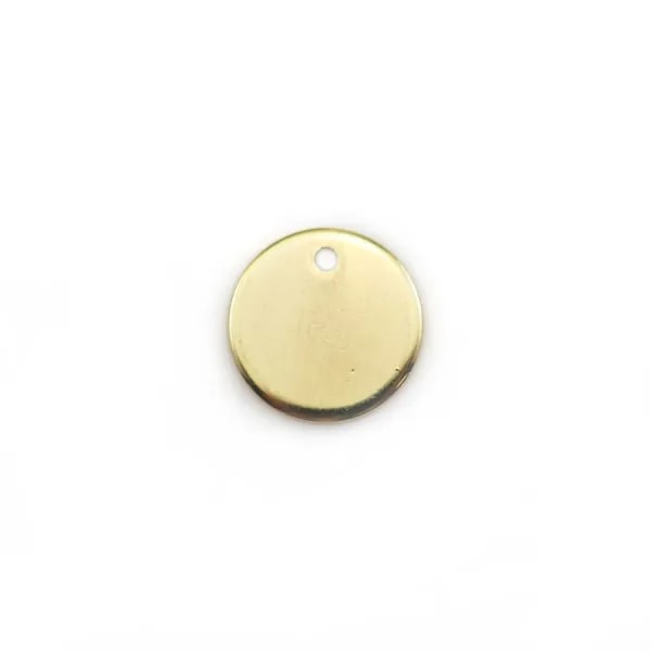 Charm to engrave, in round shape, plated by "flash" gold on brass 10mm x 4pcs