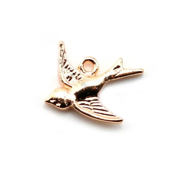 Charm swallow by "flash" gold on brass 10x15mm x 4pcs