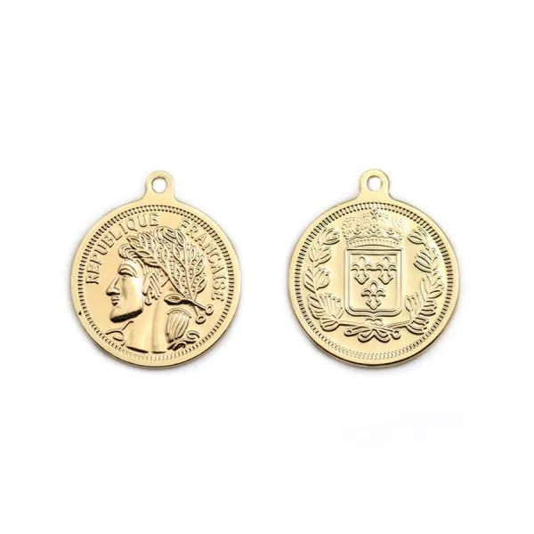 Pendentif monnais plaquées par 2pcs