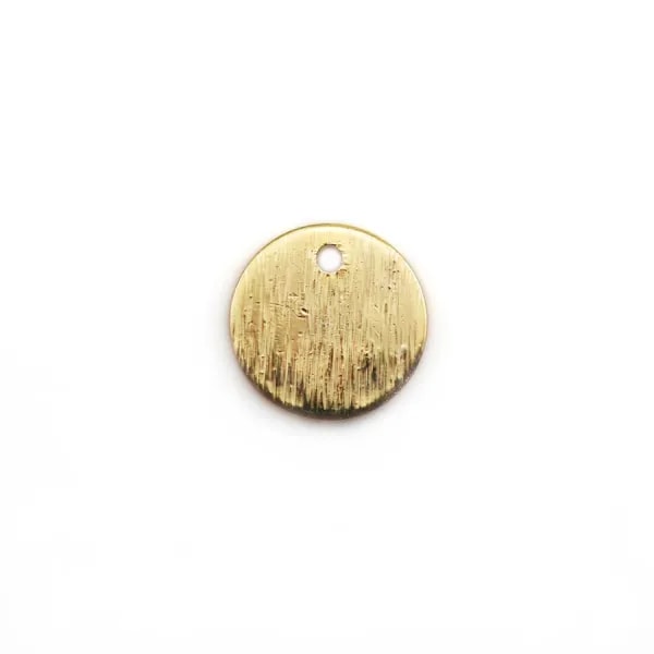 Breloque de forme ronde, plaquée par "flash" or sur laiton 9mm x 4pcs