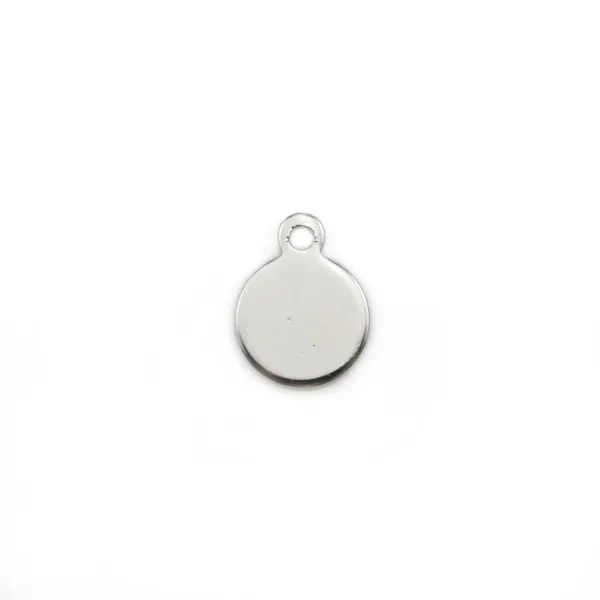 Breloque ronde, plaqué par "flash" or sur laiton 8mm avec un anneau x 10pcs
