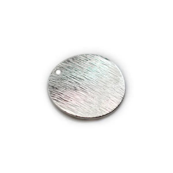 Breloque de forme ronde 18mm, plaqué par"flash" or blanc sur laiton x 4pcs 