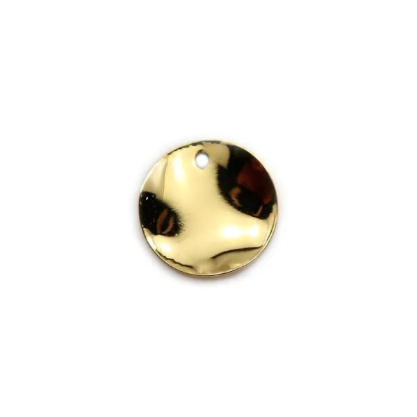 Breloque de forme ronde 12mm, plaqué par "flash" or sur laiton x 4pcs