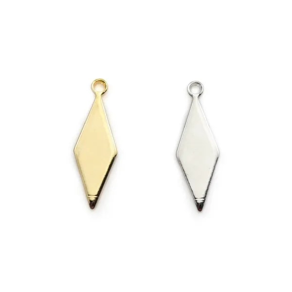 Breloque en forme de losange 5.2x16mm, plaqué par "flash" or sur laiton x 5pcs
