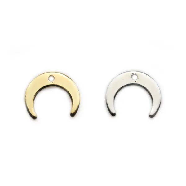 Charm in the shape of a moon, plated by "flash" gold on brass 9.5x11mm x 6pcs