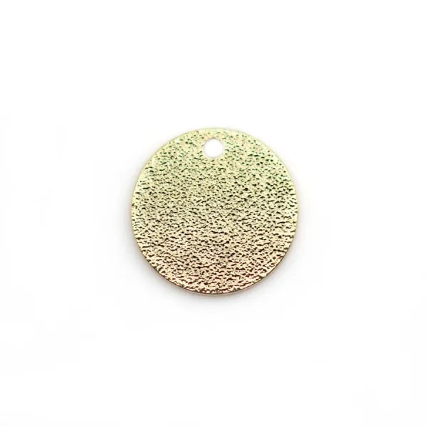 Breloque ronde pailleté, plaqué par "flash" or sur laiton 12mm x 6pcs