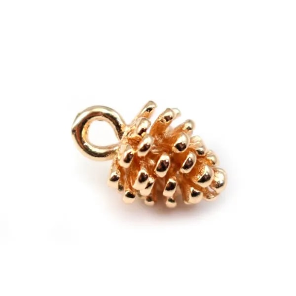  Pine nut by "flash" Gold on brass 8x12.3mm x1pc