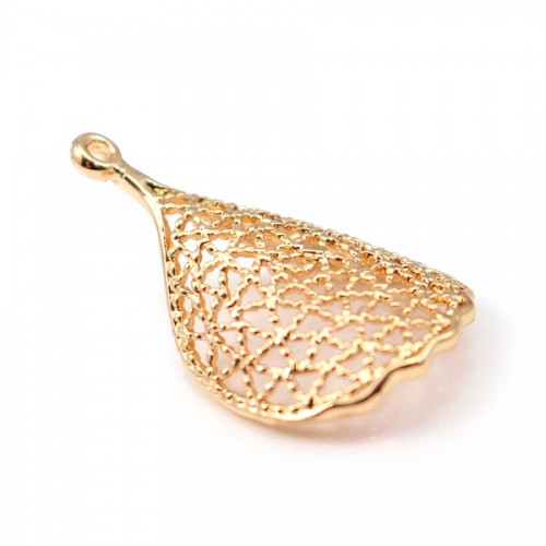Pendentif Fantaisie Plaqué par "flash" or sur laiton 16x26mm x1pc
