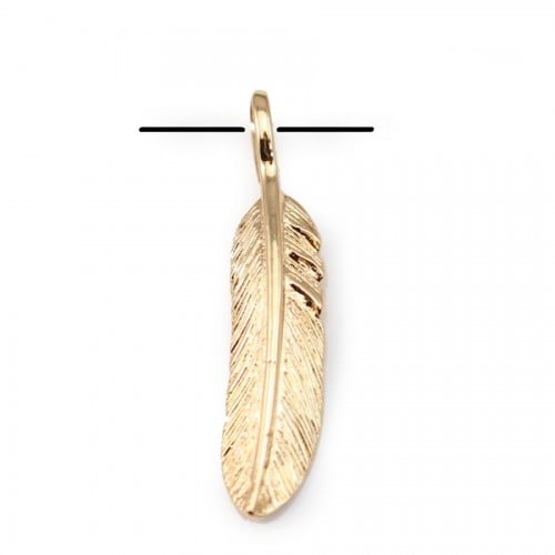 Plume d'arbre Plaquée par "flash" or sur laiton 8.5x40mm x1pc