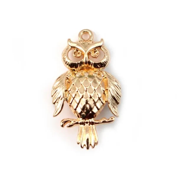 Hibou Plaquée par "flash" or sur laiton 13x23mm x1pc