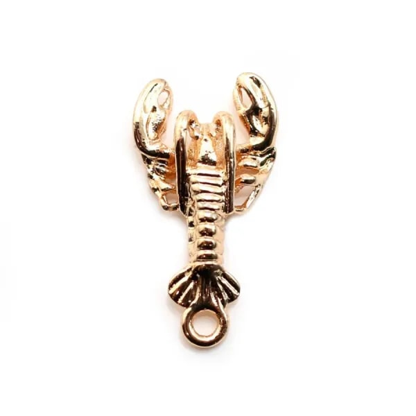 Breloque homard par "flash" or sur laiton 11x20mm x 2pcs