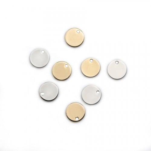 Charm to engrave, in round shape, plated by "flash" gold on brass 10mm x 6pcs