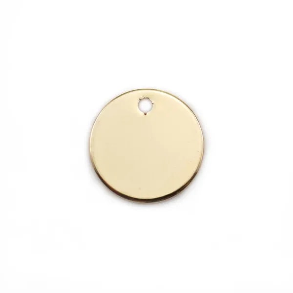 Breloque de forme ronde, plaquée par "flash" or sur laiton 12mm x 4pcs