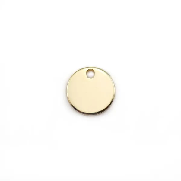 Breloque ronde, plaquée par " flash" or sur laiton 8mm x 4pcs