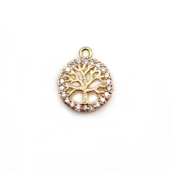 Breloque en forme ronde arbre de vie 9.5x11.5mm x 1pc