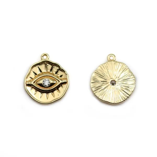 Pendentif oeil plaquées par "flash" or x 4 pcs