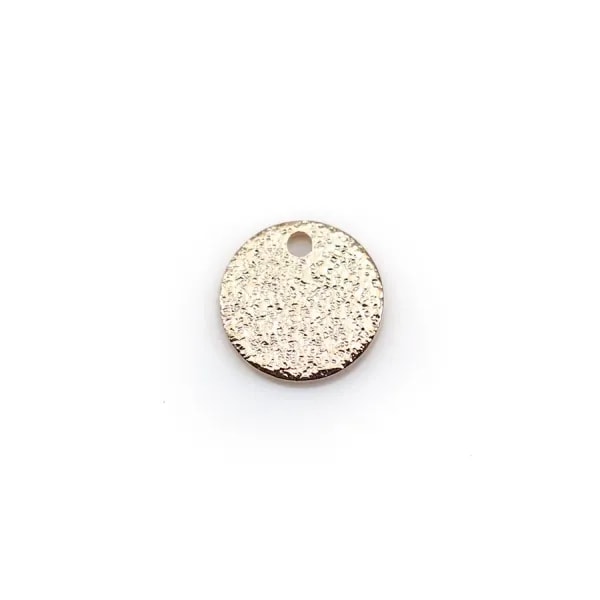 Breloque ronde plate "diamanté" plaquée flash or rose sur laiton, 8mm x 8pcs