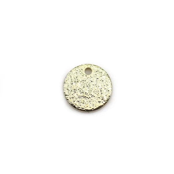 Breloque ronde plate "diamanté" plaquée flash or sur laiton, 8mm x 8pcs