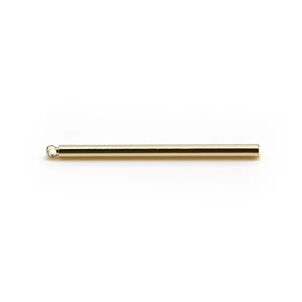 Pendentif en forme de tube 2x35mm , plaqué par "flash" or sur laiton x 4pcs