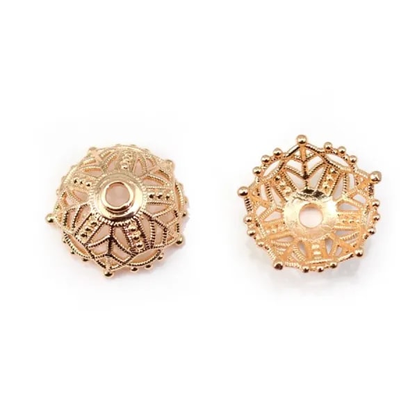Coupelle en fleur Plaquée par "flash" or sur laiton 16x8mm x 1pc