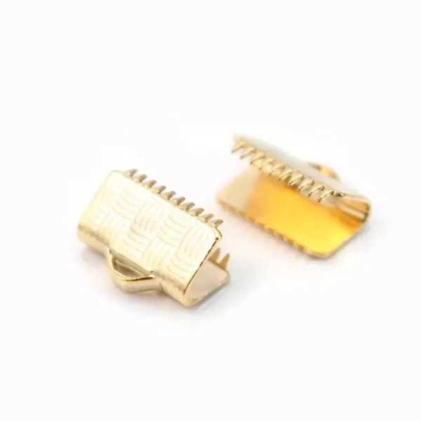 Embout pour ruban plaquée par "flash" or sur laiton 6x8mm x 2pcs