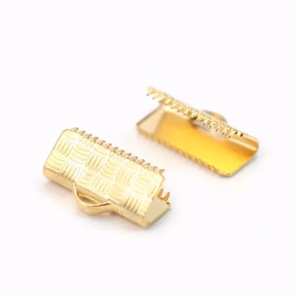 Embout pour ruban plaquée par "flash" or sur laiton 7x13mm x 2pcs