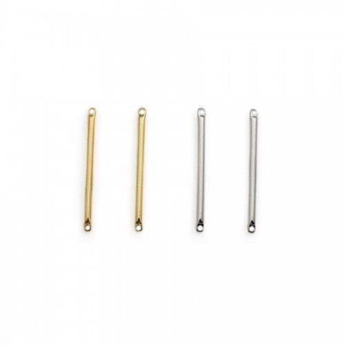 Intercalaire en forme de tube 1.5x25mm, plaqué par "flash" or sur laiton x 6pcs