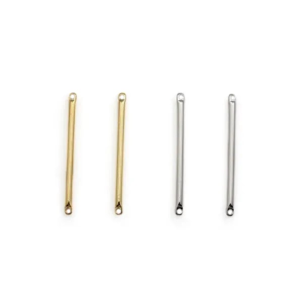 Intercalaire en forme de tube 1.5x40mm, plaqué par "flash" or sur laiton x 6pcs
