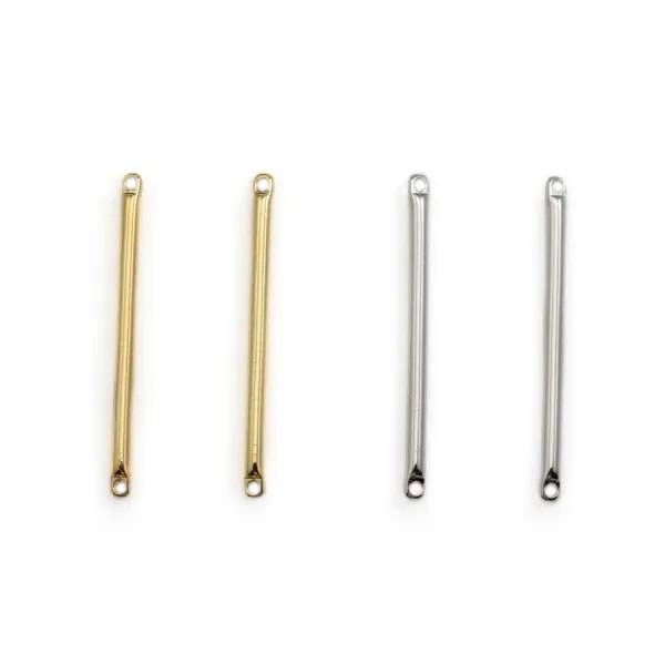 Intercalaire en forme de tube 1.5x30mm, plaqué par "flash" or sur laiton x 6pcs