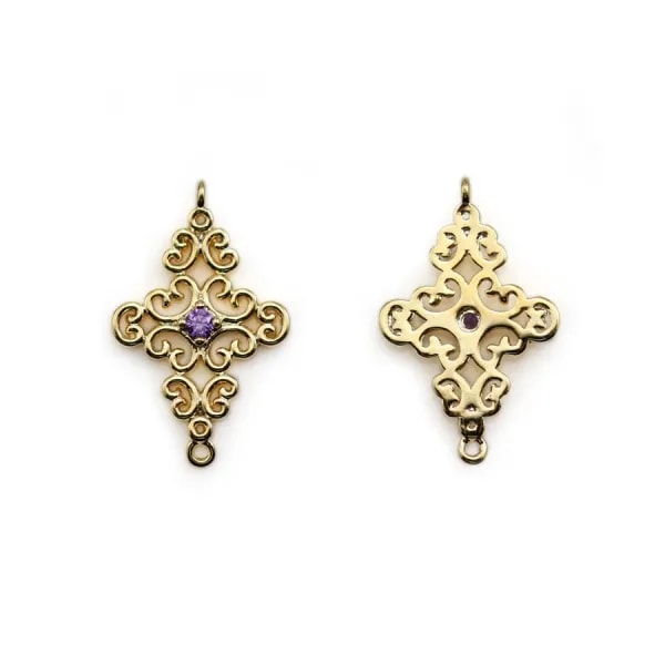 Infinity with zirconium  by "flash" gold on brass 5x17mm x 2pcs