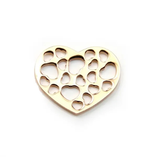 Heart spacer by "flash" Gold on brass  18.5x22.7mm x 4pcs
