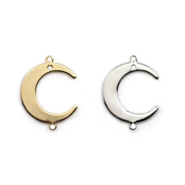 Intercalaire en forme de lune, plaqué par "flash" or sur laiton 16.5x18mm x 4pcs